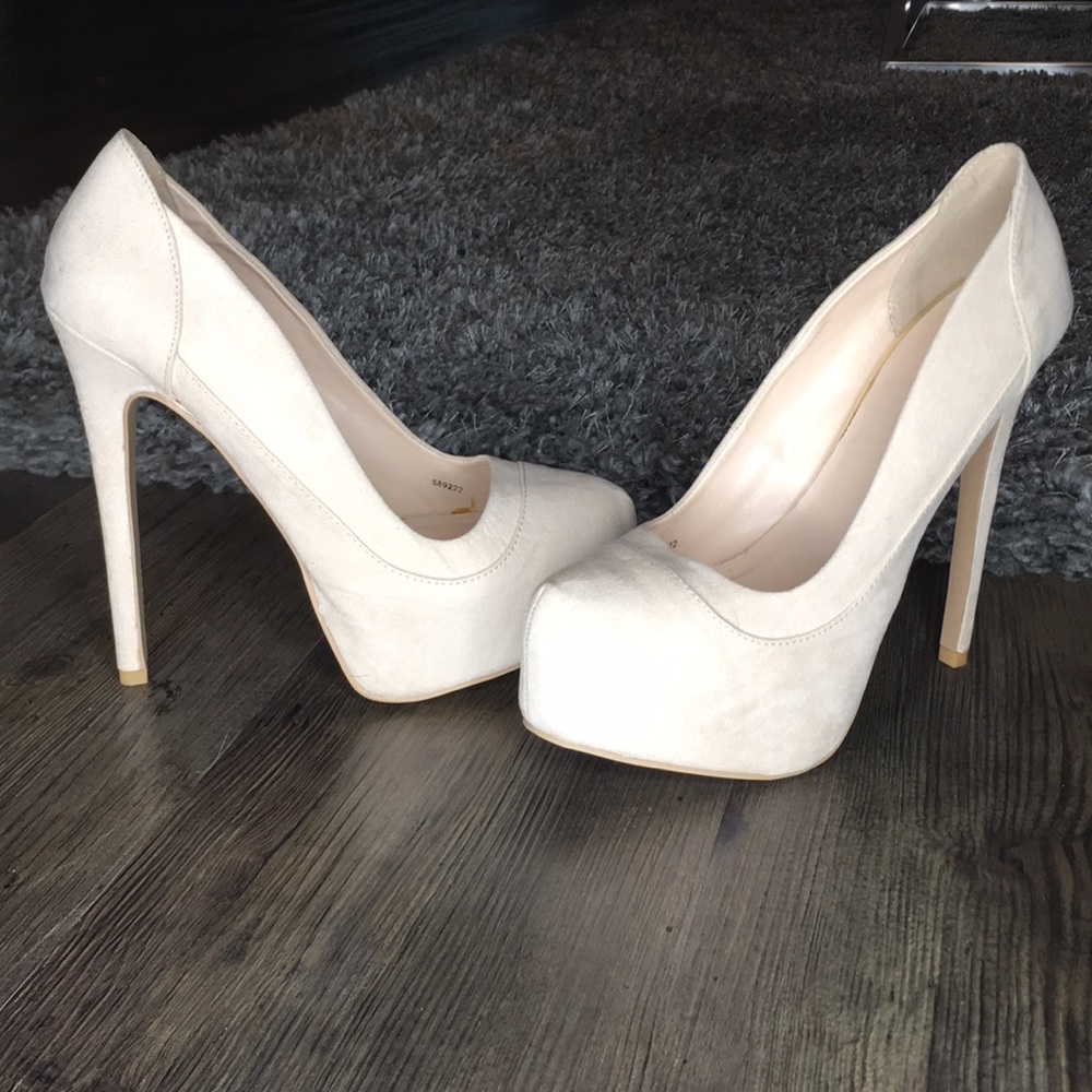 Tan suede heels